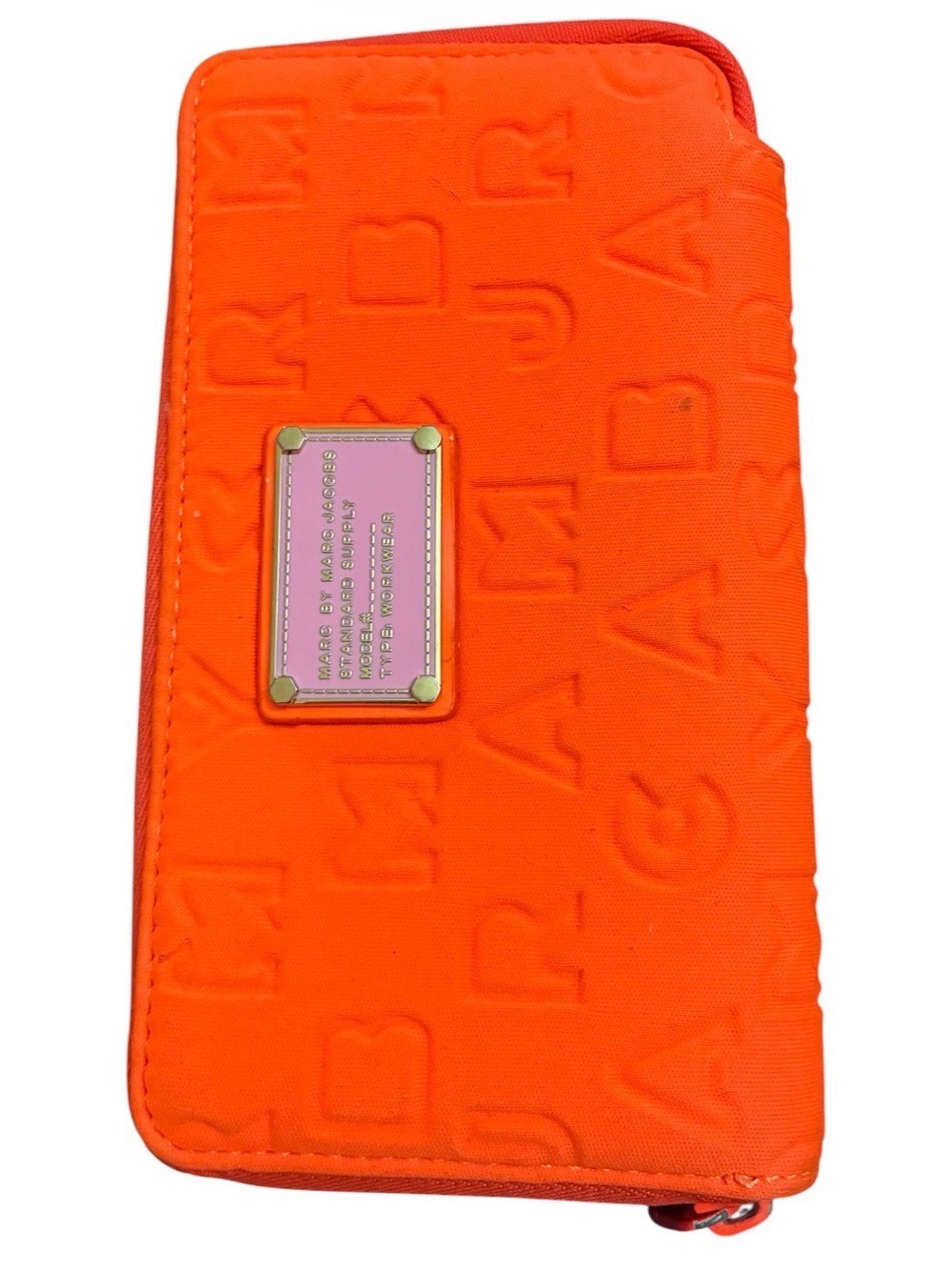 Marc by Marc Jacobs Lot Neon Orange Zip Wallet + NWT Black Rubber Bracelet - Picture 4 of 10